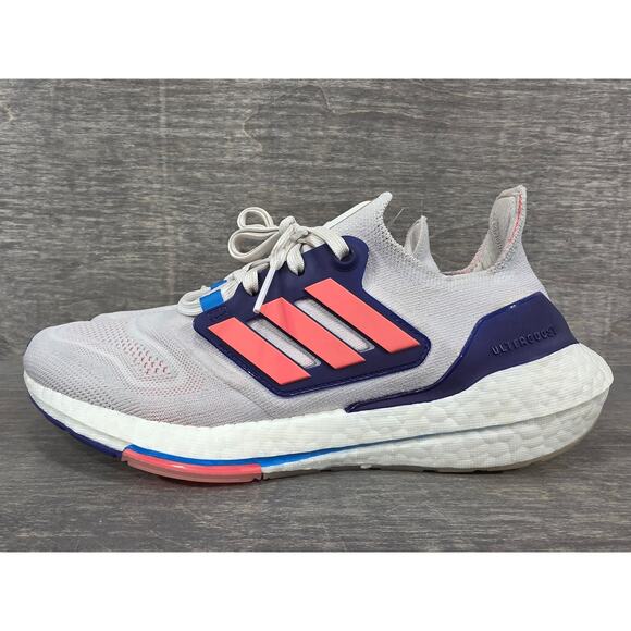 Adidas Ultra Boost 22 White Turbo Indigo Running Shoes Size 9 Womens - Picture 2 of 9